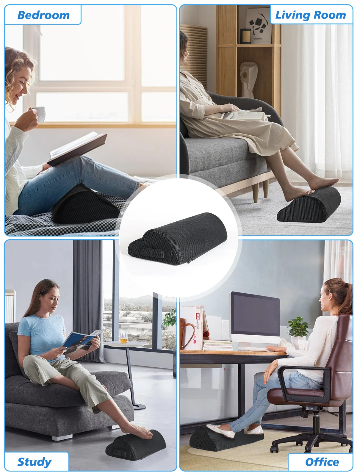 Memory Foam Office Foot Stool & Under Desk Footrest Leg Elevation Pillow for Gaming & Home Office